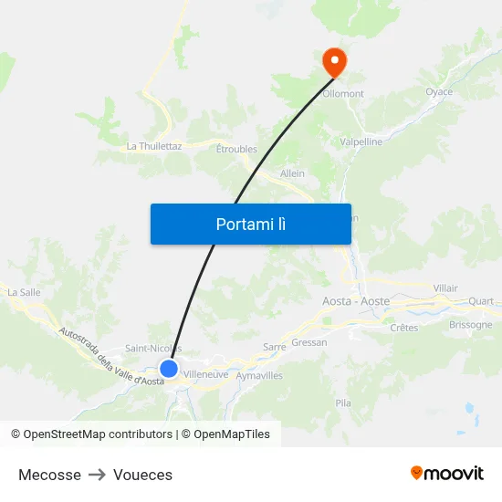 Mecosse to Voueces map
