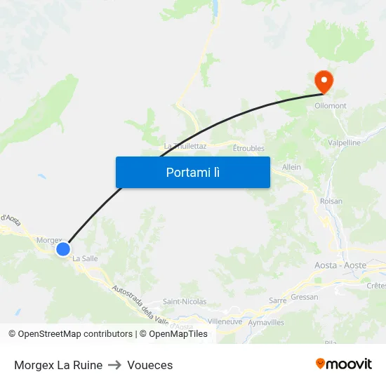 Morgex La Ruine to Voueces map