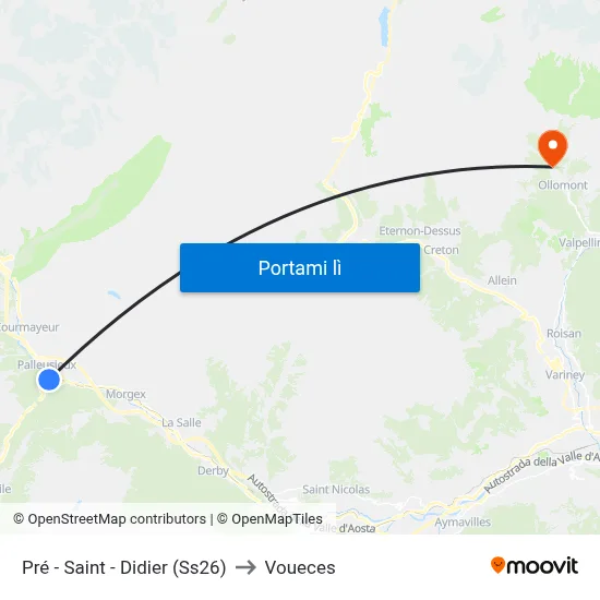 Pré - Saint - Didier (Ss26) to Voueces map