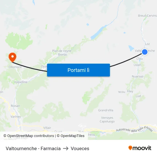 Valtournenche - Farmacia to Voueces map