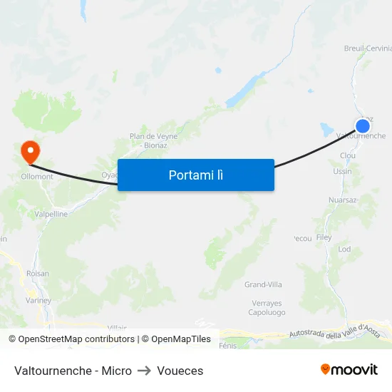 Valtournenche - Micro to Voueces map