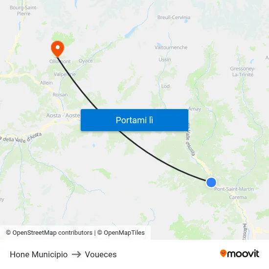Hone Municipio to Voueces map