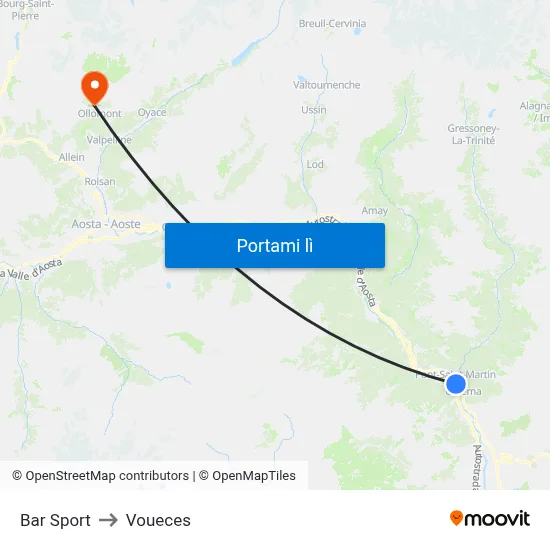 Bar Sport to Voueces map