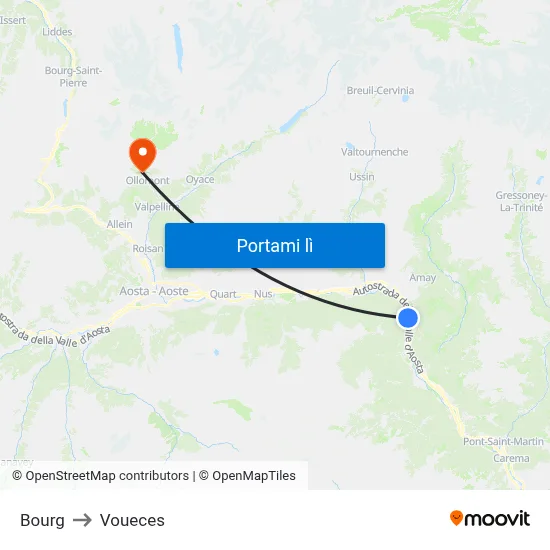Bourg to Voueces map