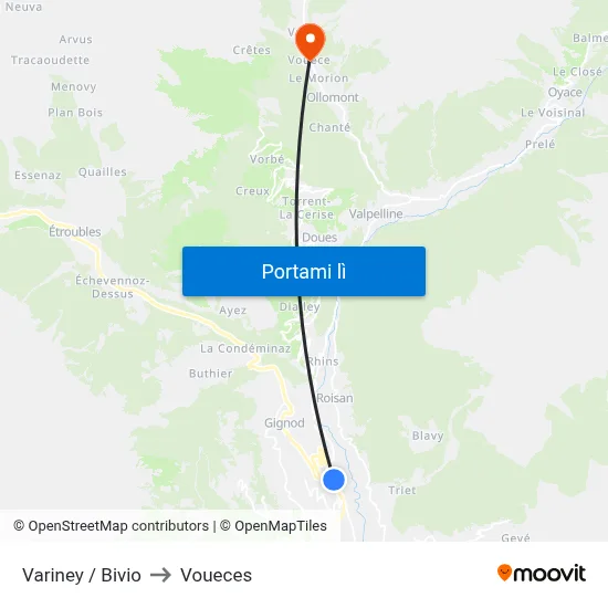 Variney / Bivio to Voueces map