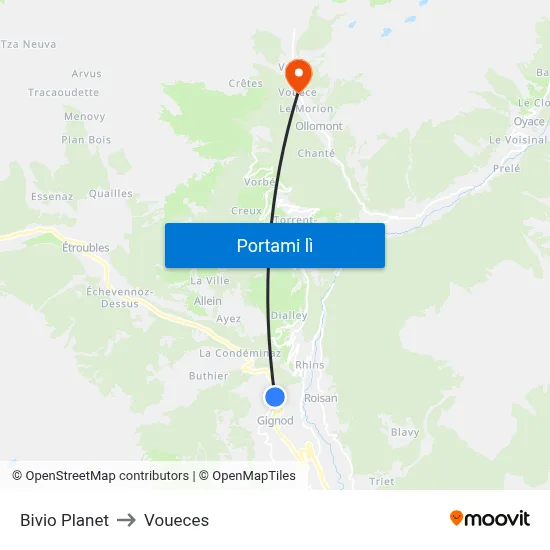 Bivio Planet to Voueces map