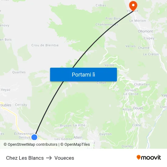 Chez Les Blancs to Voueces map