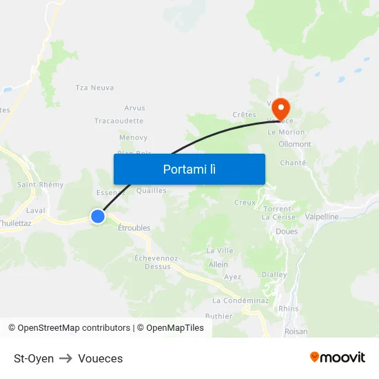 St-Oyen to Voueces map