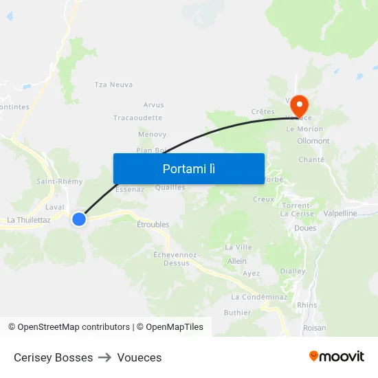 Cerisey Bosses to Voueces map