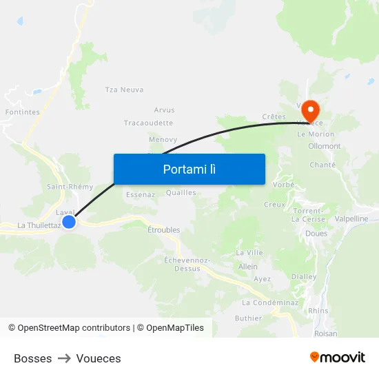 Bosses to Voueces map
