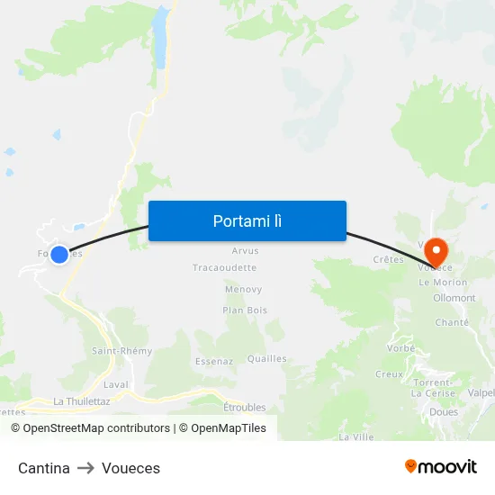 Cantina to Voueces map