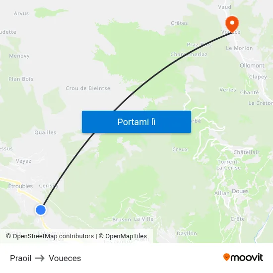 Praoil to Voueces map