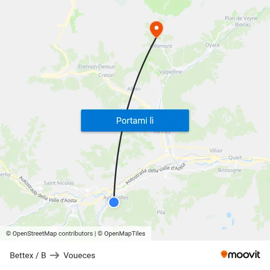 Bettex / B to Voueces map