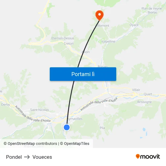 Pondel to Voueces map