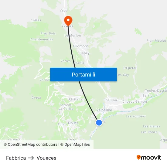 Fabbrica to Voueces map