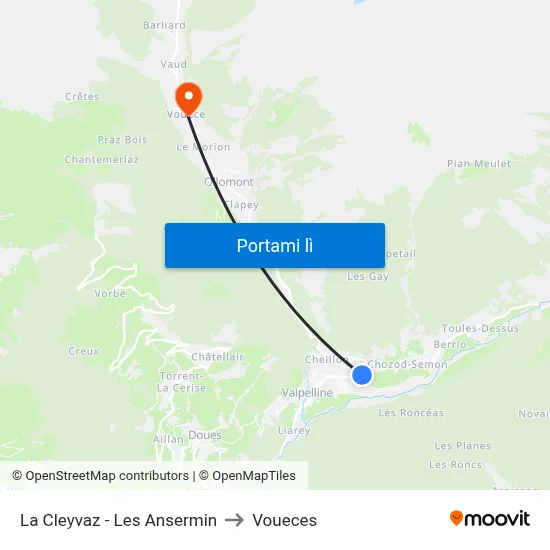 La Cleyvaz - Les Ansermin to Voueces map