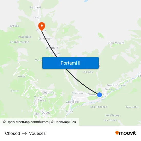 Chosod to Voueces map