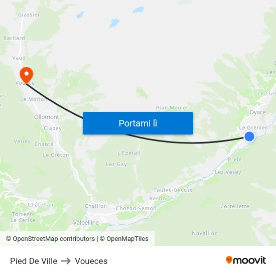 Pied De Ville to Voueces map