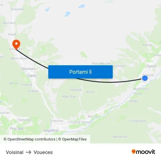 Voisinal to Voueces map