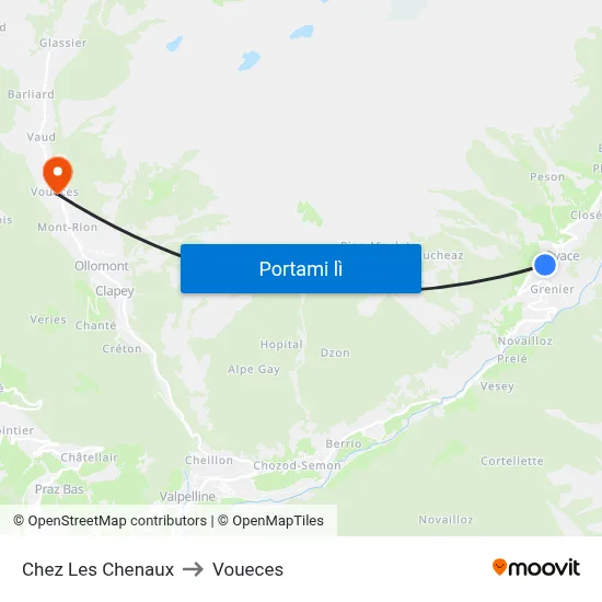 Chez Les Chenaux to Voueces map