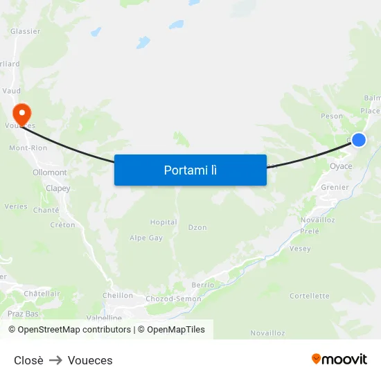 Closè to Voueces map