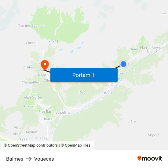 Balmes to Voueces map