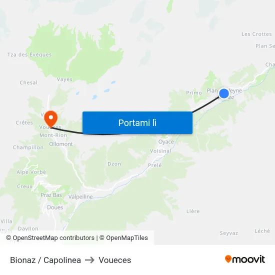 Bionaz / Capolinea to Voueces map