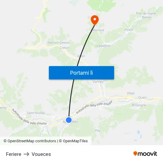 Feriere to Voueces map