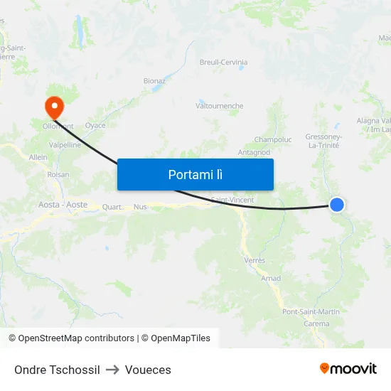 Ondre Tschossil to Voueces map