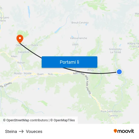 Steina to Voueces map