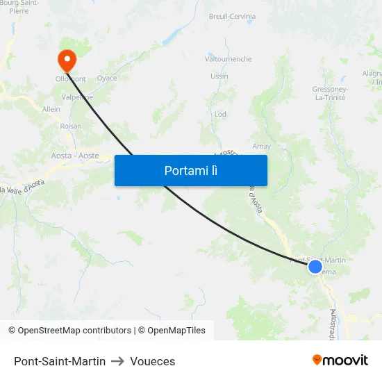 Pont-Saint-Martin to Voueces map