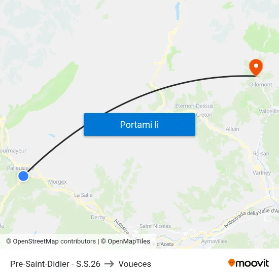 Pre-Saint-Didier - S.S.26 to Voueces map