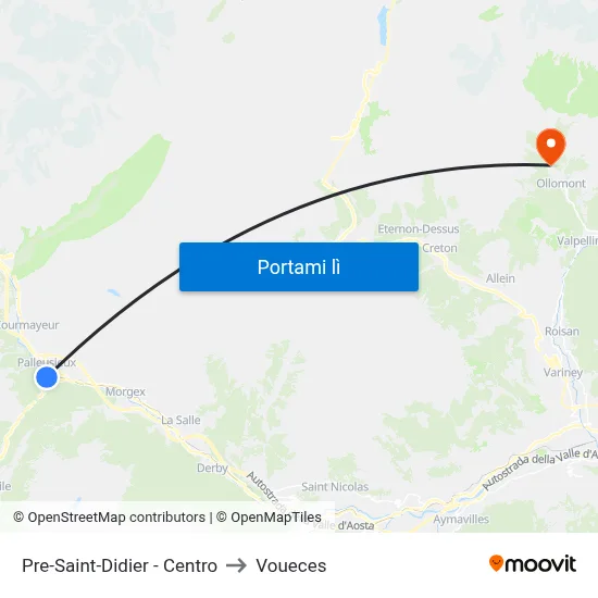 Pre-Saint-Didier - Centro to Voueces map