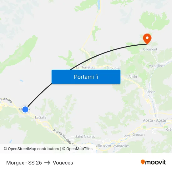 Morgex - SS 26 to Voueces map