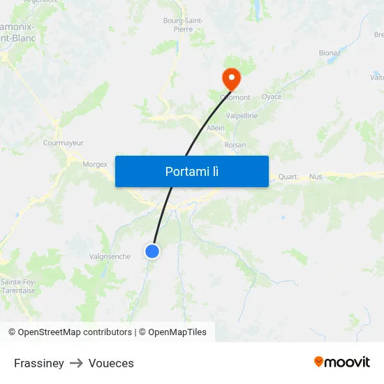 Frassiney to Voueces map