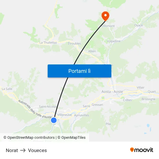 Norat to Voueces map