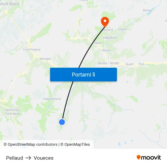 Pellaud to Voueces map