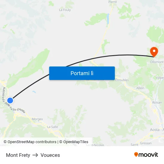 Mont Frety to Voueces map
