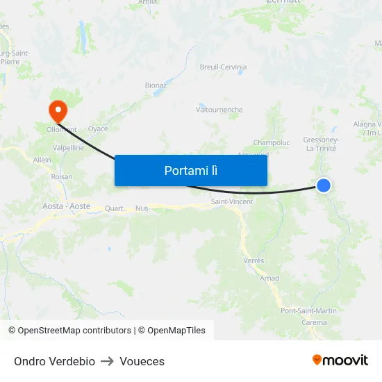Ondro Verdebio to Voueces map