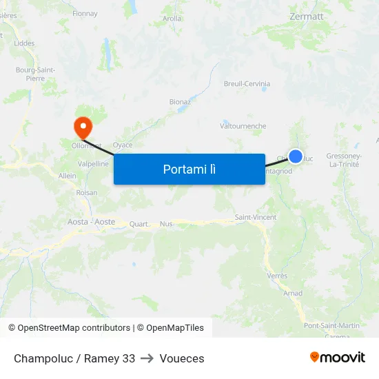 Champoluc / Ramey 33 to Voueces map