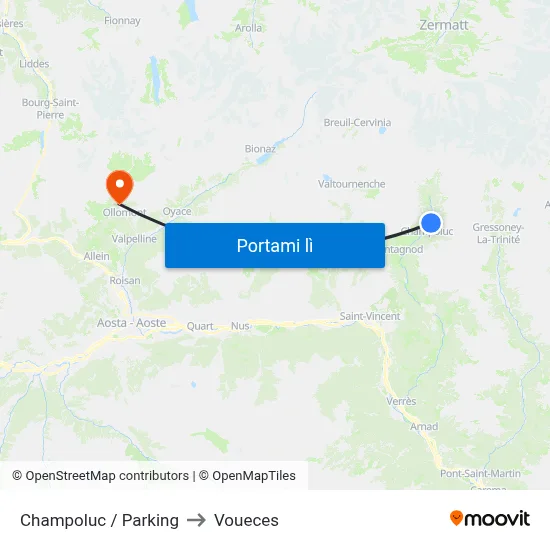 Champoluc / Parking to Voueces map
