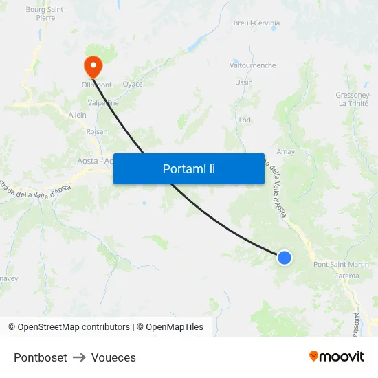 Pontboset to Voueces map