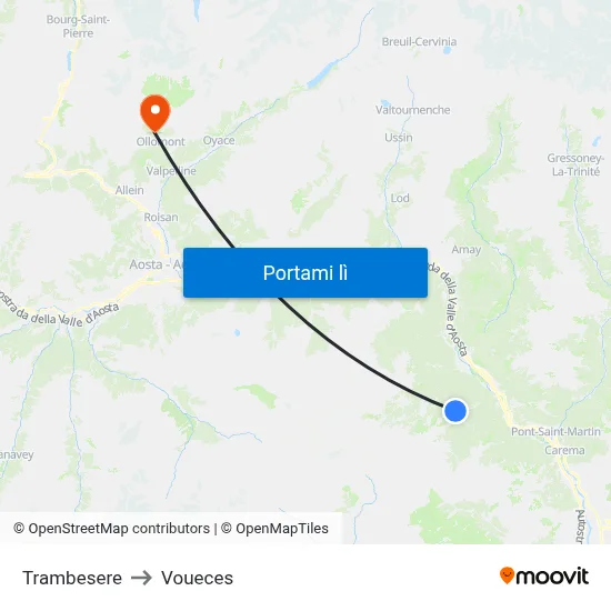 Trambesere to Voueces map
