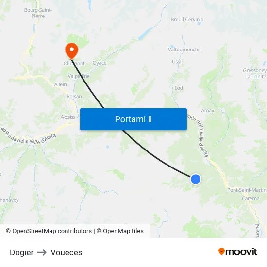 Dogier to Voueces map