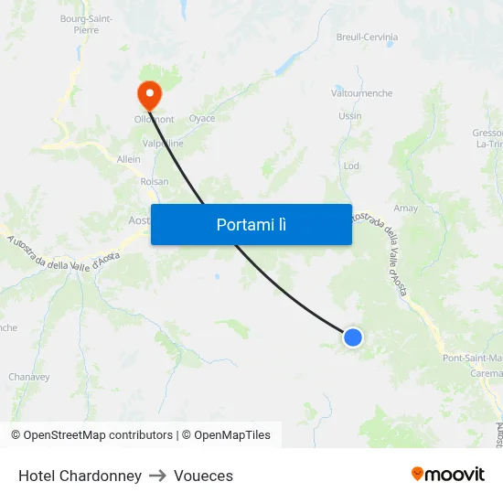 Hotel Chardonney to Voueces map