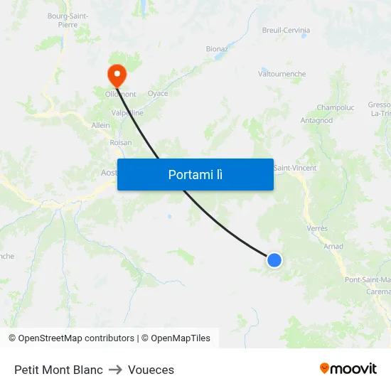 Petit Mont Blanc to Voueces map