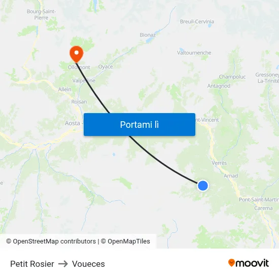 Petit Rosier to Voueces map