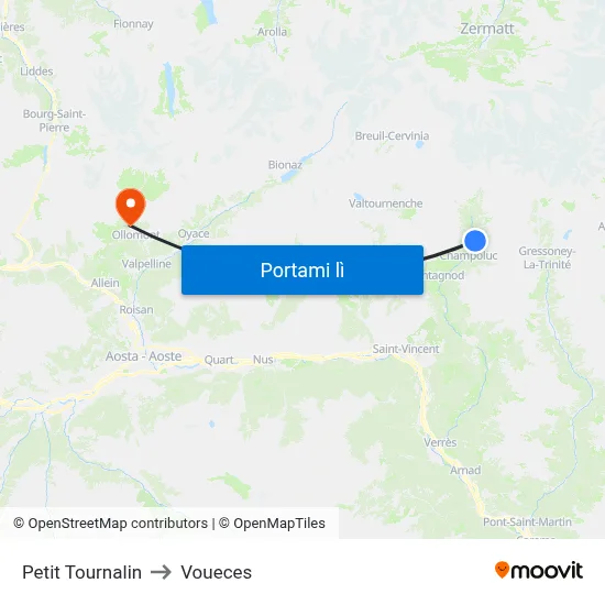 Petit Tournalin to Voueces map