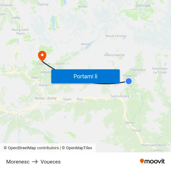 Morenesc to Voueces map