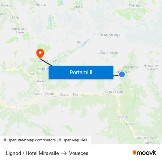 Lignod / Hotel Miravalle to Voueces map